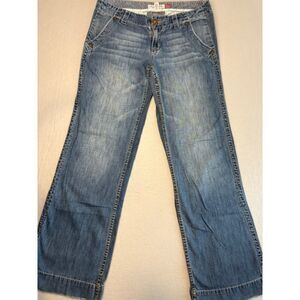 Aeropostale Avery Jeans Womens 11/12 Long Wide Leg Relaxed Fit Mid Rise Med Wash